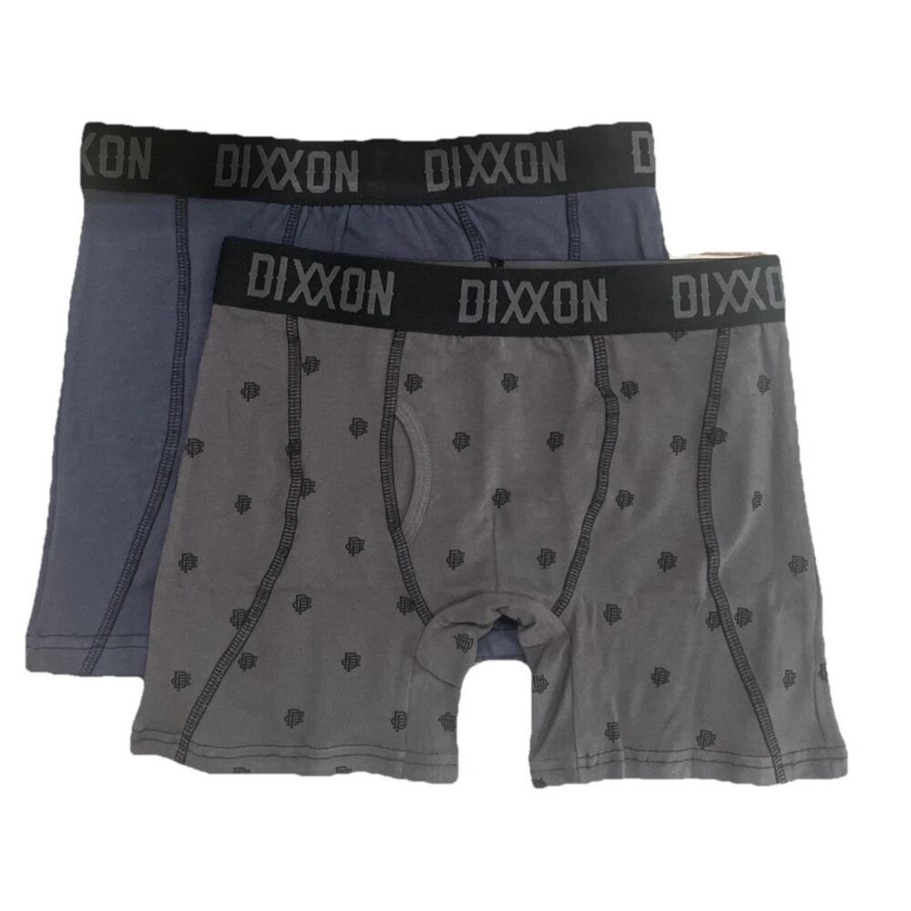 Dixxon Men's Cotton Stretch Boxer Briefs 2 Pack Gray Logo Solid Size Medium New